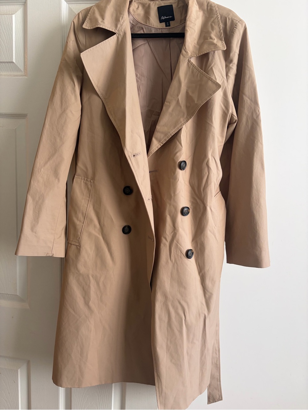 Reitmans Tan Double-Breasted Trench Coat
